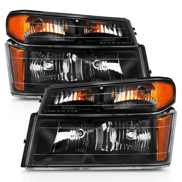 ANZO USA 111451 Crystal Headlights; Black Housing; Clear Lens; 4pcs (OE Replcement) - Truck Part Superstore