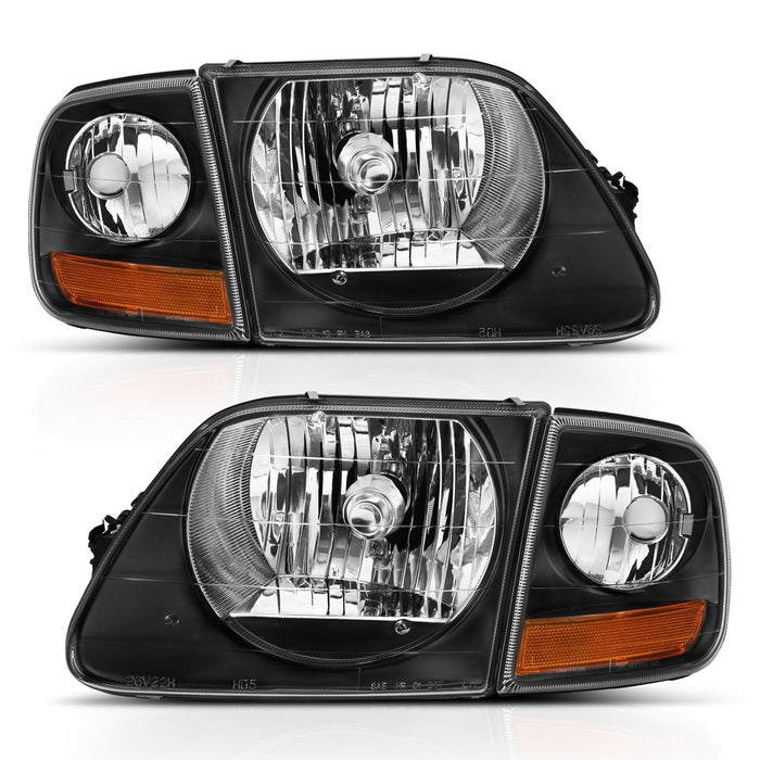 Anzo USA 111460 Crystal Headlight Set; Clear Lens; Black Housing; w/LED Parking Light; Pair; - Truck Part Superstore
