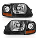 Anzo USA 111460 Crystal Headlight Set; Clear Lens; Black Housing; w/LED Parking Light; Pair; - Truck Part Superstore