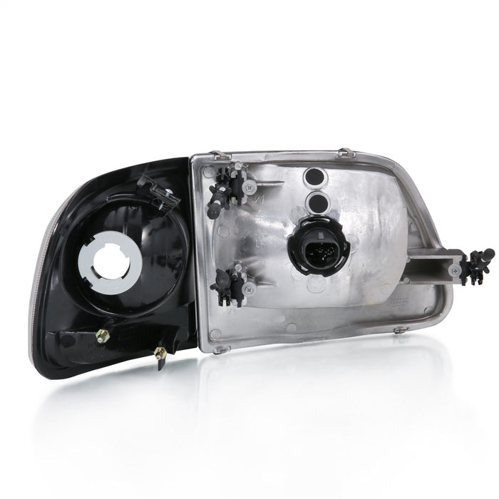 Anzo USA 111460 Crystal Headlight Set; Clear Lens; Black Housing; w/LED Parking Light; Pair; - Truck Part Superstore