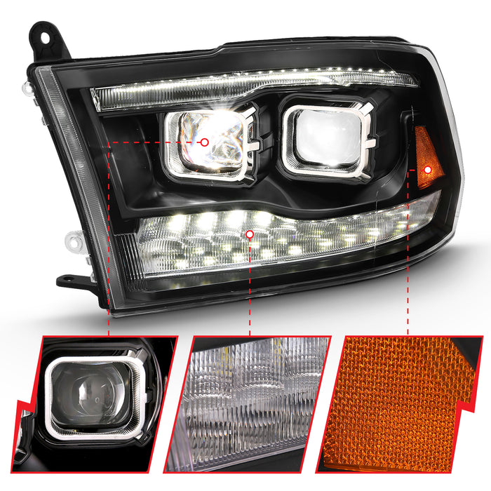 Anzo USA 111464 LED Projector Headlight; w/Plank Style Switchback; Black w/Amber; Pair; - Truck Part Superstore