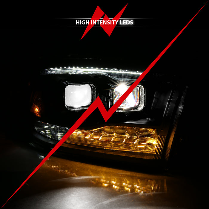 Anzo USA 111464 LED Projector Headlight; w/Plank Style Switchback; Black w/Amber; Pair; - Truck Part Superstore