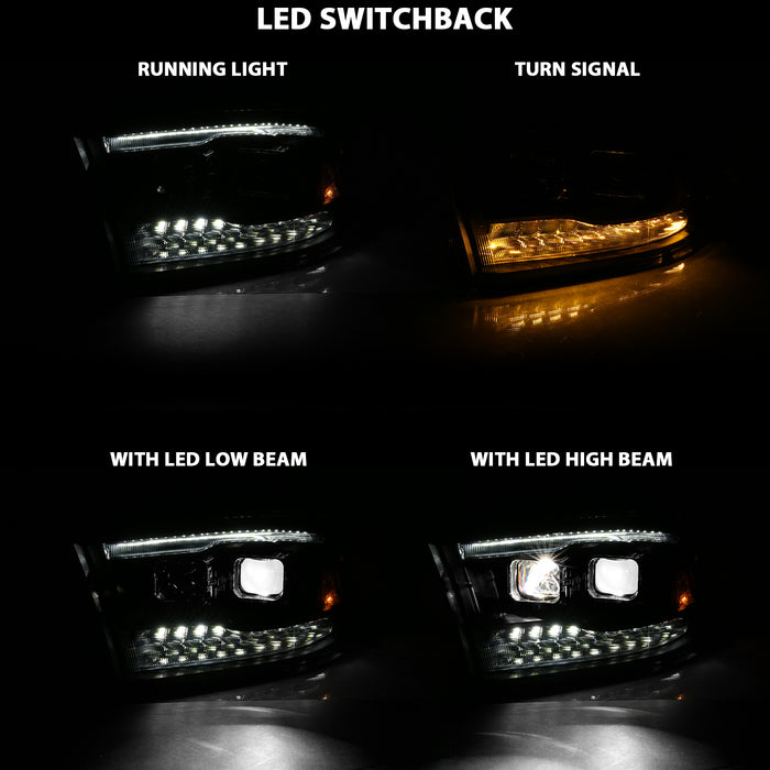 Anzo USA 111464 LED Projector Headlight; w/Plank Style Switchback; Black w/Amber; Pair; - Truck Part Superstore