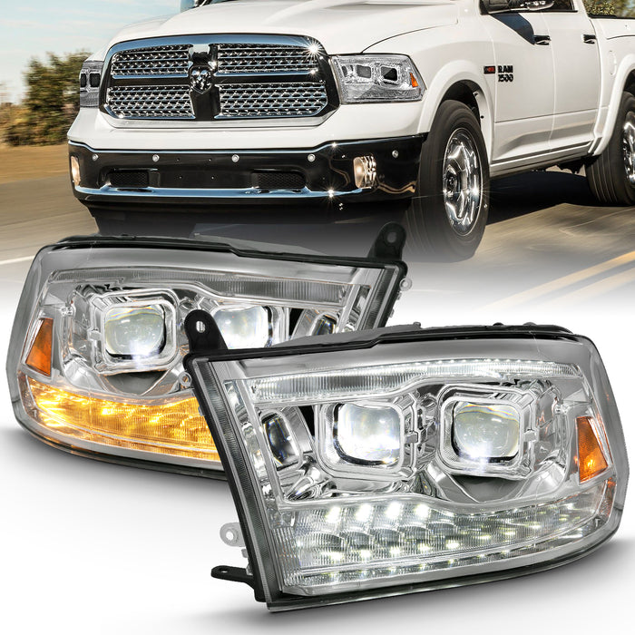 Anzo USA 111465 LED Projector Headlight; w/Plank Style Switchback; Chrome w/Amber; Pair; - Truck Part Superstore
