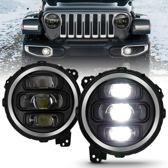 Anzo USA 111466 LED Projector Headlight; w/Plank Style Design; Black; Pair; - Truck Part Superstore