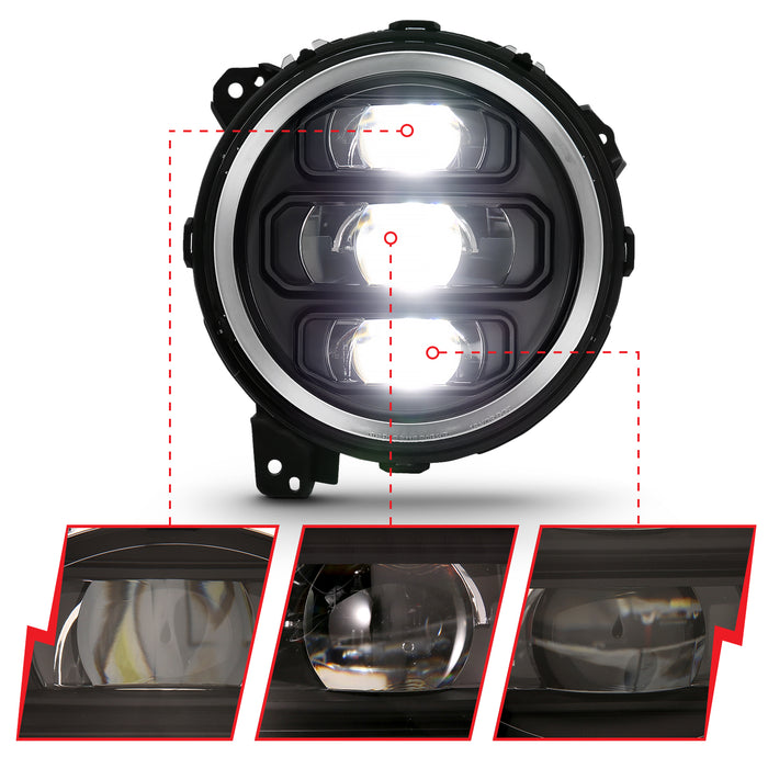 Anzo USA 111466 LED Projector Headlight; w/Plank Style Design; Black; Pair; - Truck Part Superstore