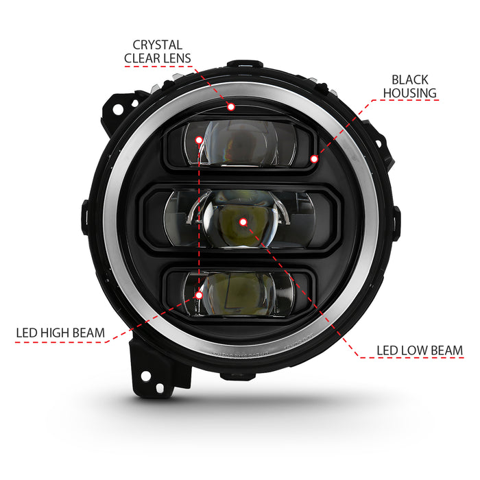 Anzo USA 111466 LED Projector Headlight; w/Plank Style Design; Black; Pair; - Truck Part Superstore