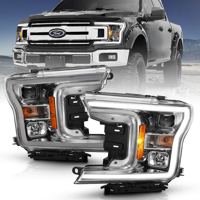 Anzo USA 111468 Projector Headlight Set w/Halo; w/Plank Style; Chrome w/Amber; Pair; - Truck Part Superstore