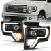 Anzo USA 111469 Projector Headlight Set w/Halo; w/Switchback; G4; Black w/Amber; Pair; - Truck Part Superstore