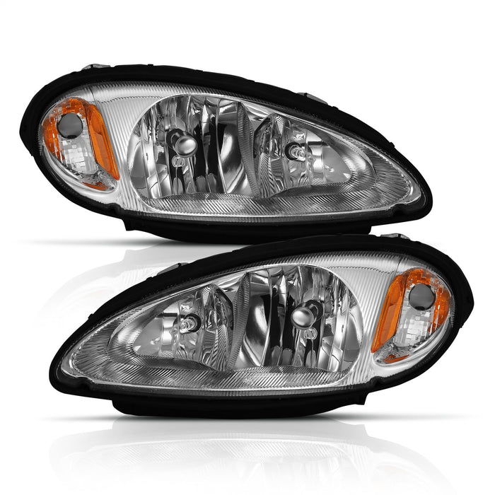 Anzo USA 111472 Crystal Headlight Set; Clear Lens; Chrome w/Amber Housing; Pair; - Truck Part Superstore