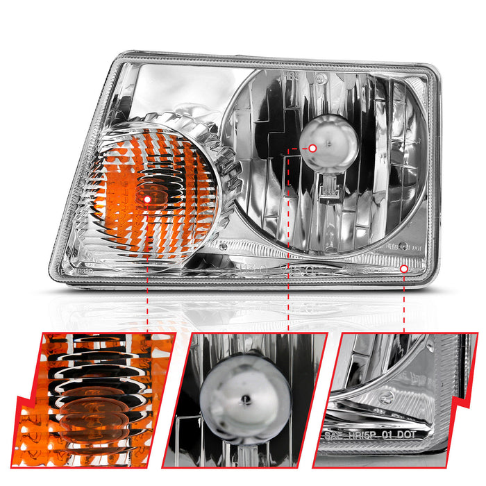 ANZO USA 111473 Crystal Headlight Chrome - Truck Part Superstore