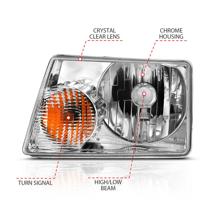 ANZO USA 111473 Crystal Headlight Chrome - Truck Part Superstore