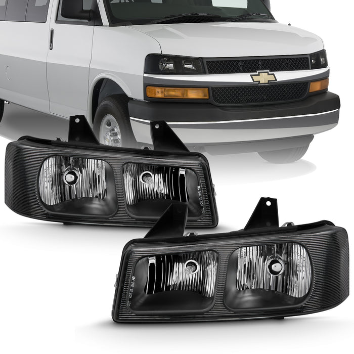Anzo USA 111474 Crystal Headlight Set; Clear Lens; Black Housing; Pair; - Truck Part Superstore