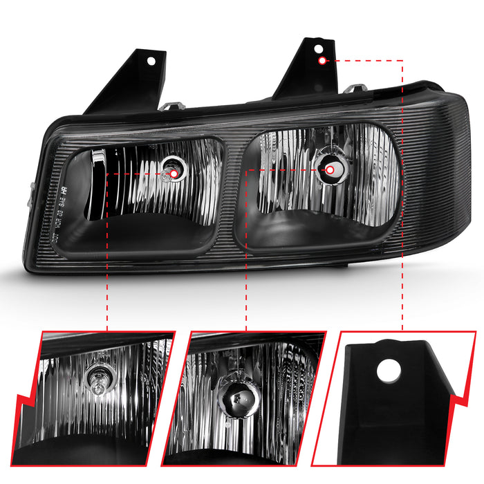 Anzo USA 111474 Crystal Headlight Set; Clear Lens; Black Housing; Pair; - Truck Part Superstore
