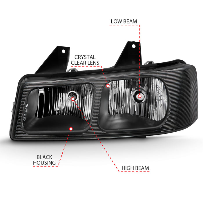 Anzo USA 111474 Crystal Headlight Set; Clear Lens; Black Housing; Pair; - Truck Part Superstore