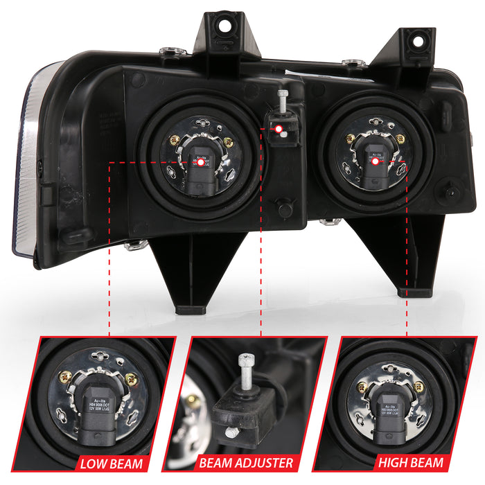 Anzo USA 111474 Crystal Headlight Set; Clear Lens; Black Housing; Pair; - Truck Part Superstore