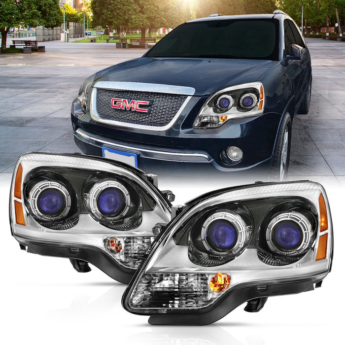Anzo USA 111476 Crystal Headlight Set; Clear Lens; Chrome w/Amber Housing; Pair; - Truck Part Superstore