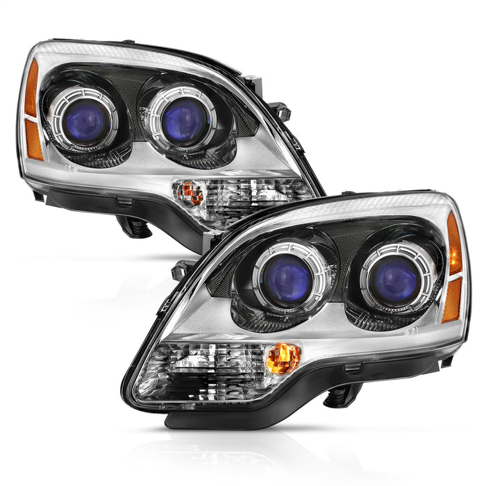 Anzo USA 111476 Crystal Headlight Set; Clear Lens; Chrome w/Amber Housing; Pair; - Truck Part Superstore