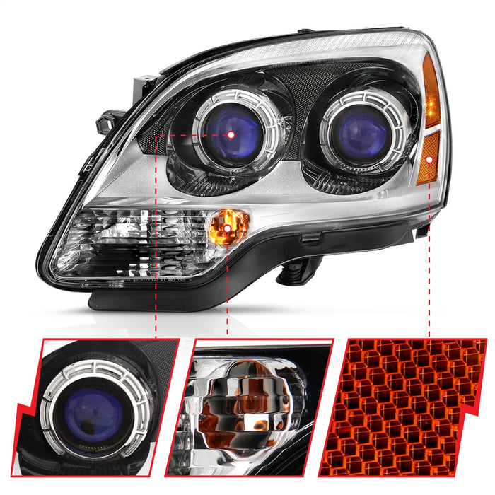 Anzo USA 111476 Crystal Headlight Set; Clear Lens; Chrome w/Amber Housing; Pair; - Truck Part Superstore