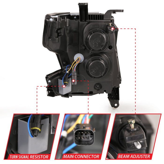 Anzo USA 111479 LED Crystal Headlight; w/Plank Style; Chrome Clear w/Sequential Amber; Pair; - Truck Part Superstore