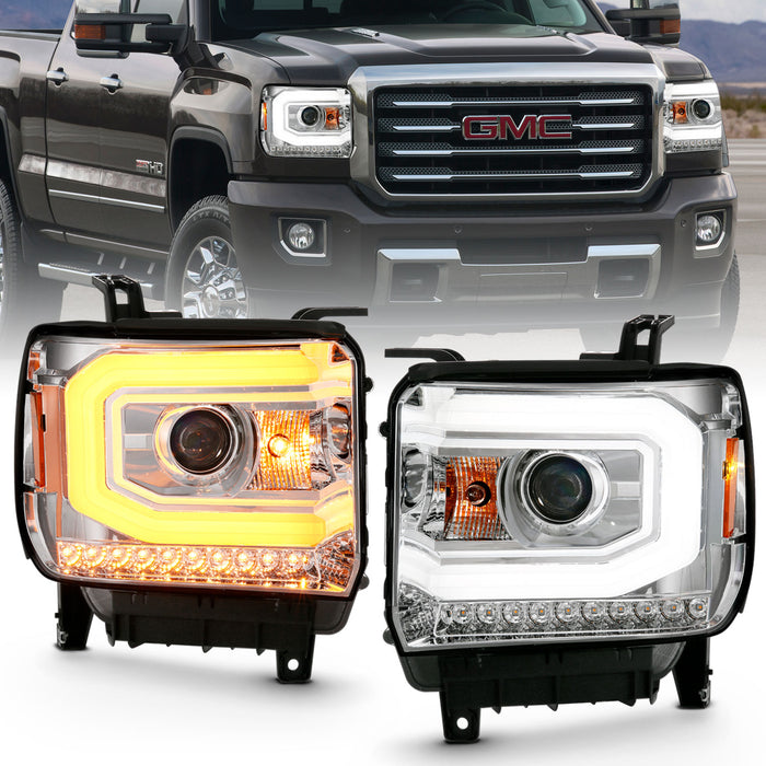Anzo USA 111488 Projector Headlight Set; w/Plank Style Switchback; Chrome; Pair; - Truck Part Superstore