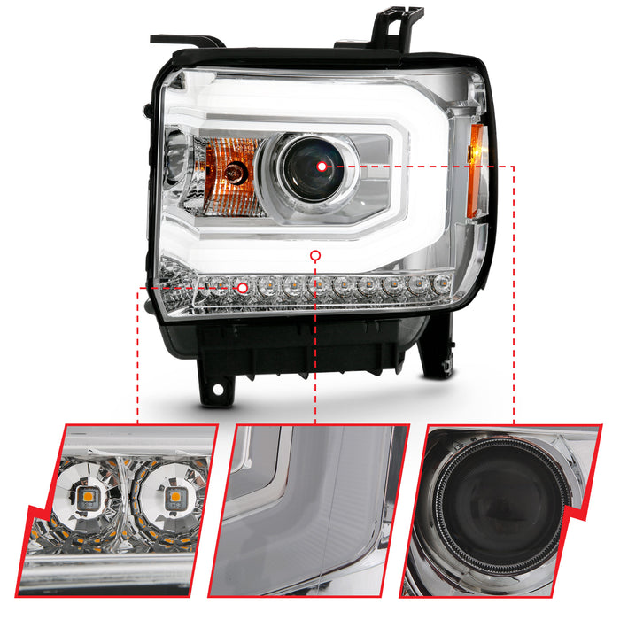 Anzo USA 111488 Projector Headlight Set; w/Plank Style Switchback; Chrome; Pair; - Truck Part Superstore