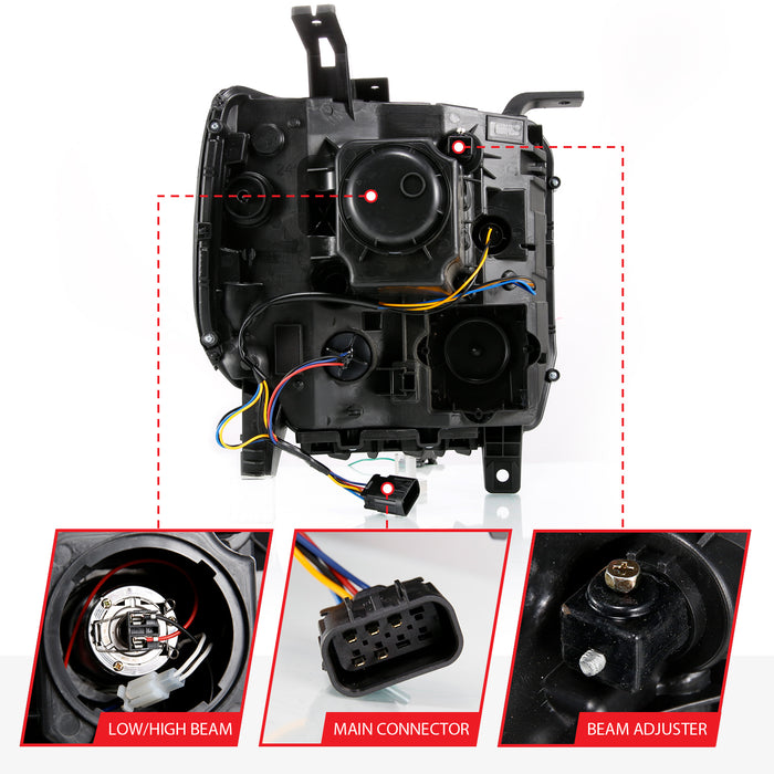 Anzo USA 111488 Projector Headlight Set; w/Plank Style Switchback; Chrome; Pair; - Truck Part Superstore