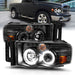 Anzo USA 111490 Projector Headlight Set w/Halo; Clear/Amber Lens; Black; Pair; - Truck Part Superstore