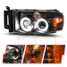 Anzo USA 111490 Projector Headlight Set w/Halo; Clear/Amber Lens; Black; Pair; - Truck Part Superstore