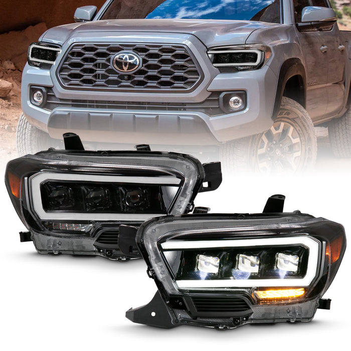 Anzo USA 111496 LED Projector Headlight; w/Plank Style Design; Black w/Amber; - Truck Part Superstore