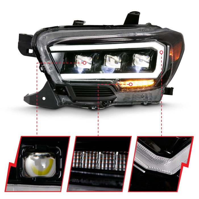Anzo USA 111496 LED Projector Headlight; w/Plank Style Design; Black w/Amber; - Truck Part Superstore
