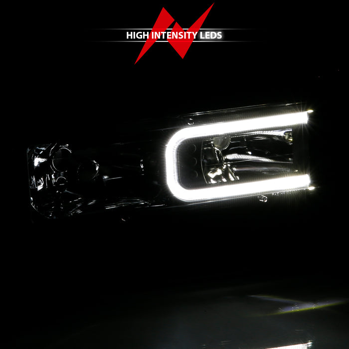Anzo USA 111498 Crystal Headlight Set; Clear Lens; Chrome Housing; Pair; w/Light Bar; - Truck Part Superstore