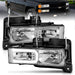 Anzo USA 111499 Crystal Headlight Set; Clear Lens; Black Housing; Pair; w/Light Bar; - Truck Part Superstore