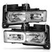 Anzo USA 111499 Crystal Headlight Set; Clear Lens; Black Housing; Pair; w/Light Bar; - Truck Part Superstore
