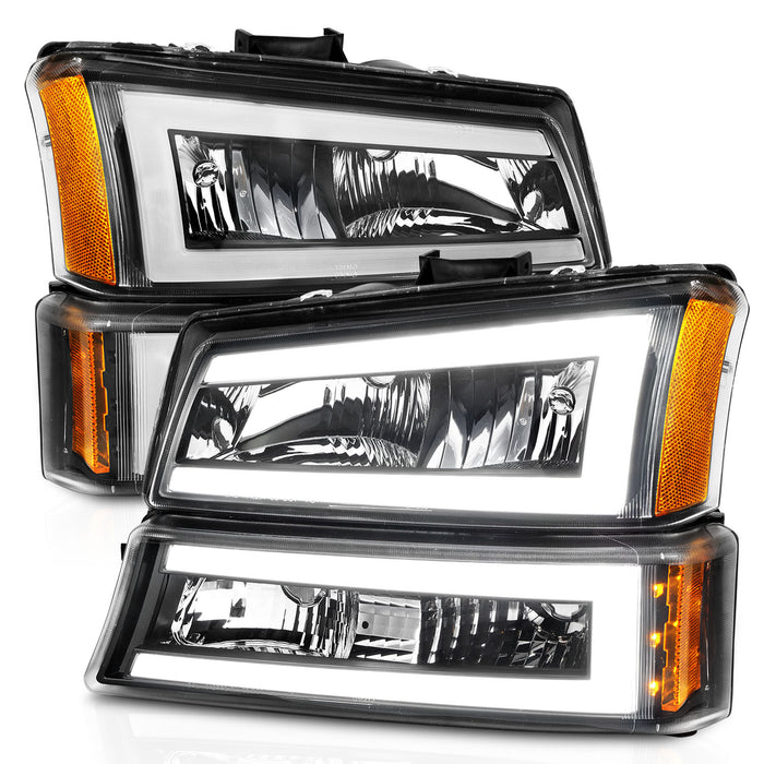 Anzo USA 111501 Crystal Headlight Set; Black Housing; Pair; w/Light Bar; - Truck Part Superstore