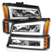 Anzo USA 111501 Crystal Headlight Set; Black Housing; Pair; w/Light Bar; - Truck Part Superstore