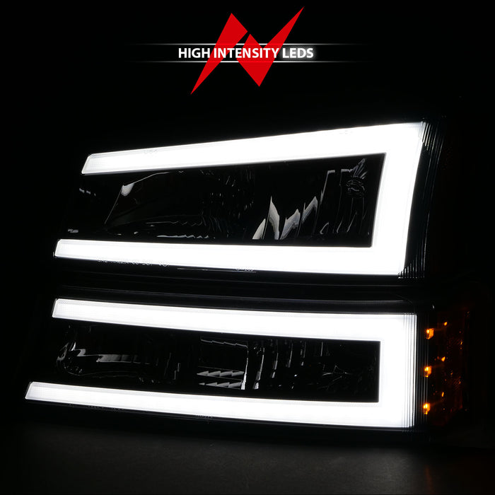 Anzo USA 111501 Crystal Headlight Set; Black Housing; Pair; w/Light Bar; - Truck Part Superstore