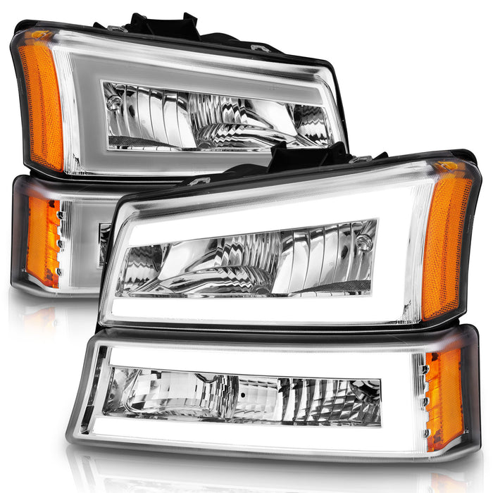 Anzo USA 111502 Crystal Headlight Set; Chorme Housing; Pair; w/Light Bar; - Truck Part Superstore