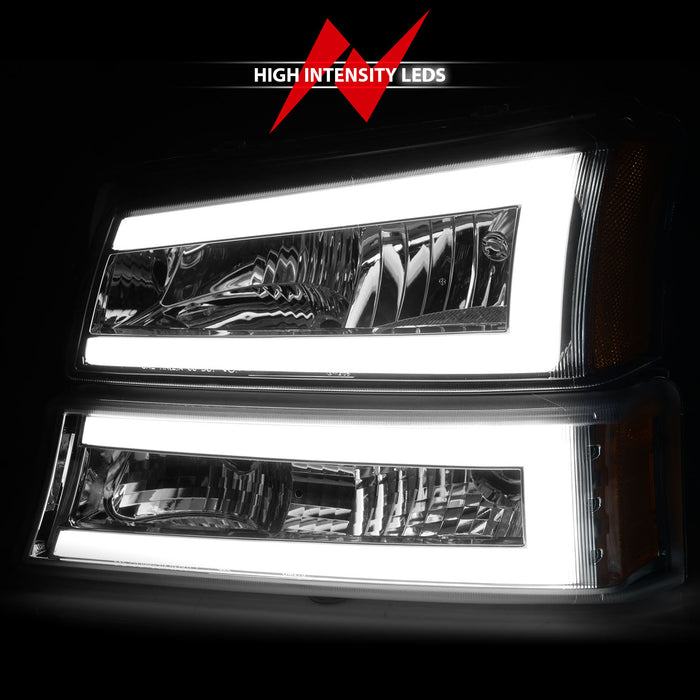 Anzo USA 111502 Crystal Headlight Set; Chorme Housing; Pair; w/Light Bar; - Truck Part Superstore