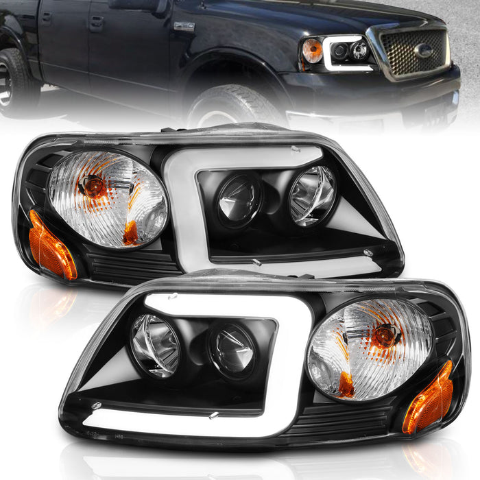 Anzo USA 111503 Projector Headlight Set; Clear Lens; Black Housing; w/Light Bar; Pair; - Truck Part Superstore