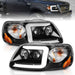 Anzo USA 111503 Projector Headlight Set; Clear Lens; Black Housing; w/Light Bar; Pair; - Truck Part Superstore