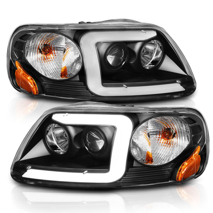 Anzo USA 111503 Projector Headlight Set; Clear Lens; Black Housing; w/Light Bar; Pair; - Truck Part Superstore