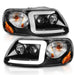 Anzo USA 111503 Projector Headlight Set; Clear Lens; Black Housing; w/Light Bar; Pair; - Truck Part Superstore
