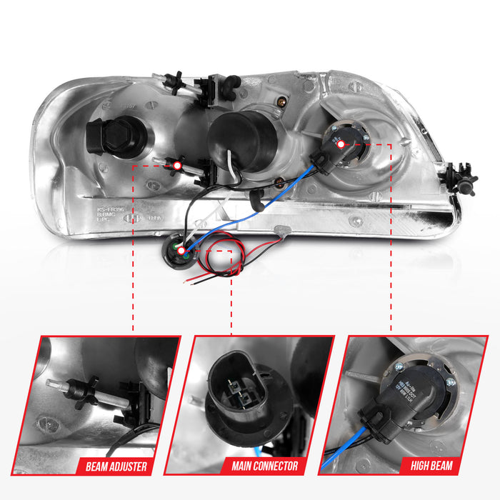 Anzo USA 111503 Projector Headlight Set; Clear Lens; Black Housing; w/Light Bar; Pair; - Truck Part Superstore