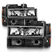 Anzo USA 111505 Crystal Headlight Set; Black Housing; w/Signal & Side Markers; 8 PCS; Set; - Truck Part Superstore