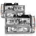 Anzo USA 111506 Crystal Headlight Set; Chrome Housing; w/Signal & Side Markers; 8 PCS; Pair; - Truck Part Superstore