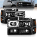 Anzo USA 111507 Crystal Headlight Set; Black Housing; w/Signal & Side Markers; 8 PCS; Pair; - Truck Part Superstore