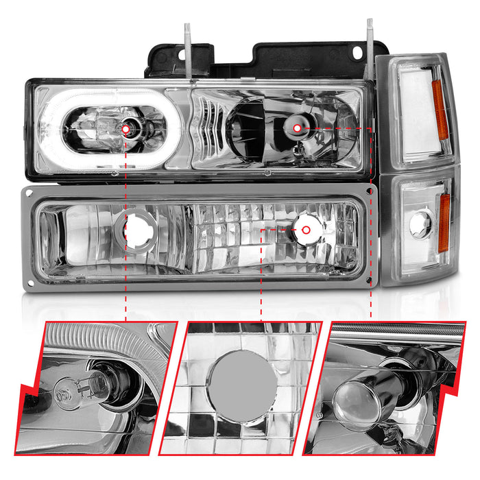 Anzo USA 111508 Crystal Headlight Set w/Halo - Truck Part Superstore