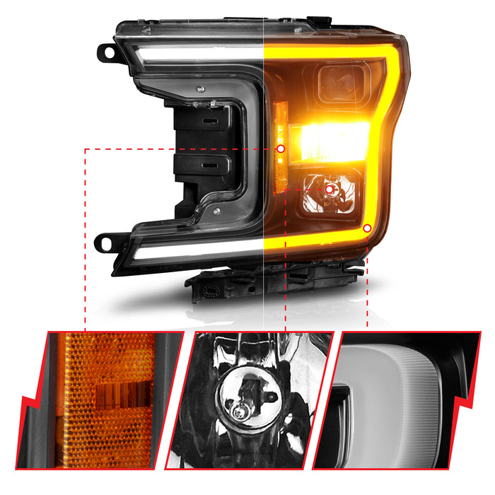 Anzo USA 111509 Projector Headlight Set; w/Plank Style Switchback; Black Housing; Pair; - Truck Part Superstore