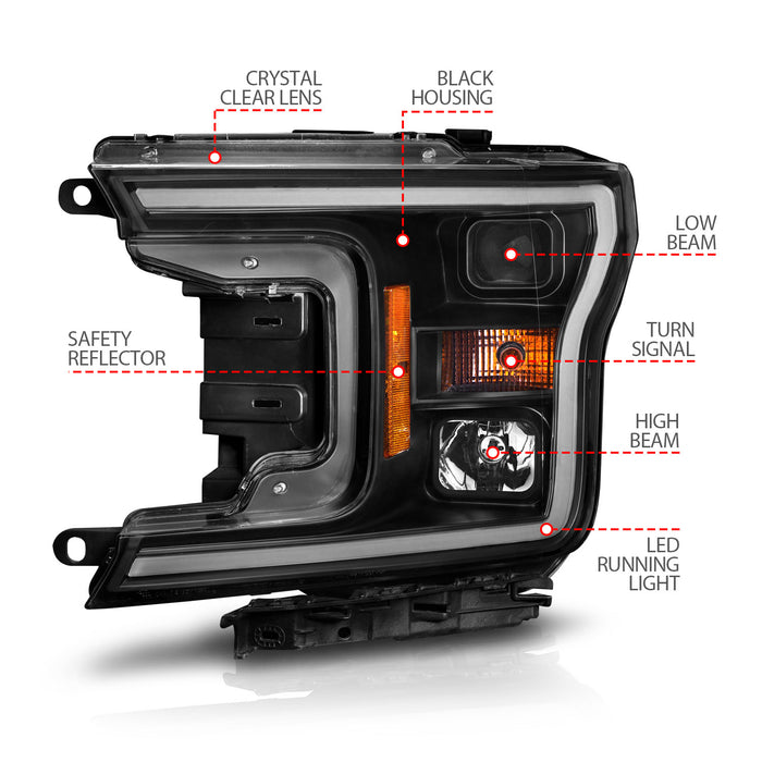 Anzo USA 111509 Projector Headlight Set; w/Plank Style Switchback; Black Housing; Pair; - Truck Part Superstore